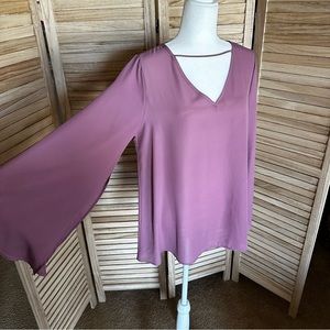 XL Dusty Rose Tunic, V-Neck with Bell Sleeve